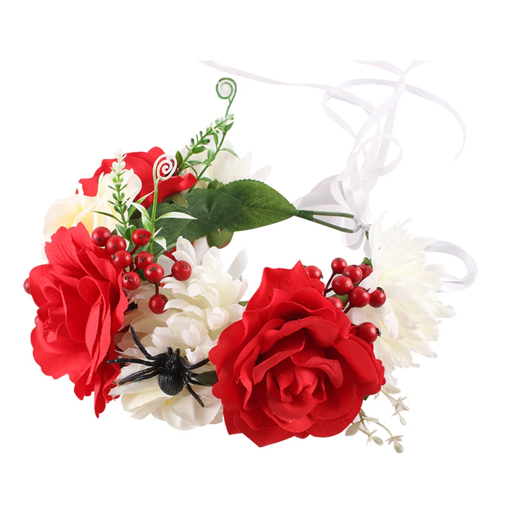 

Artificial Rose Wreath Hairband Headbands Berry Hoop Headdress Garland Simulated Flowers Red Berries Wedding Festival