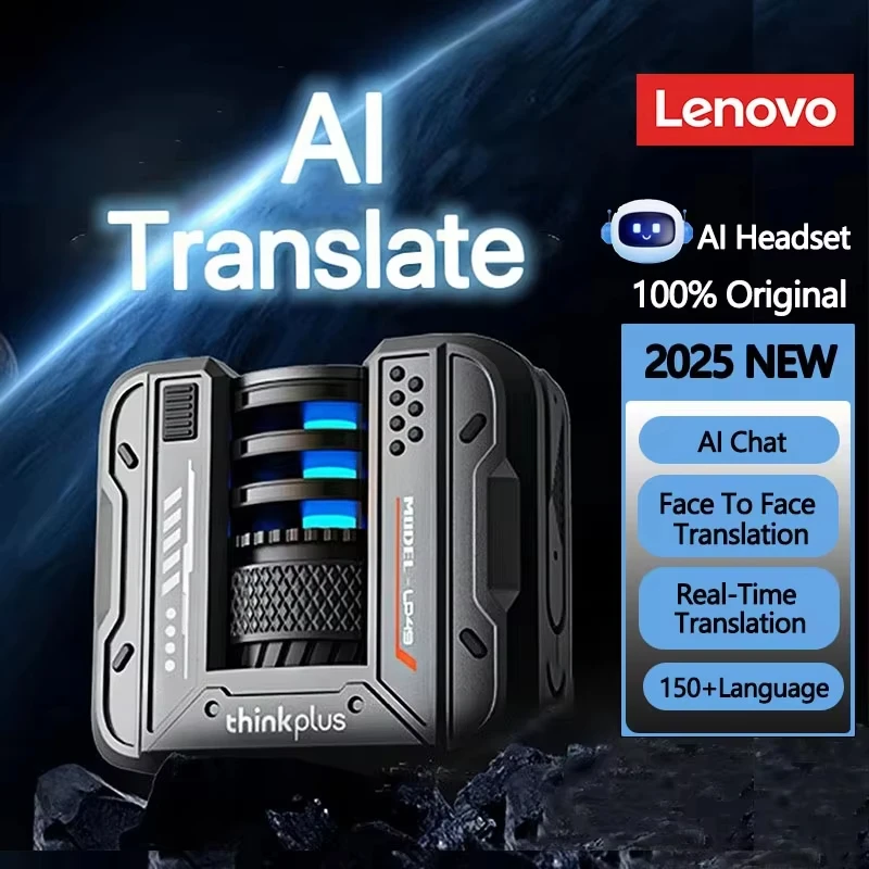 Lenovo-Écouteurs Bluetooth VAllemands LP49 AI TWS, écouteurs AI, traduction instantanée, assistant vocal intelligent, IPtage, écouteurs sport