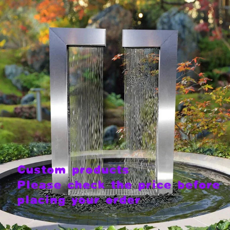 custom.Outdoor garden decoration simple metal Korting stainless steel fountain sculpture statue pool fountain waterfall