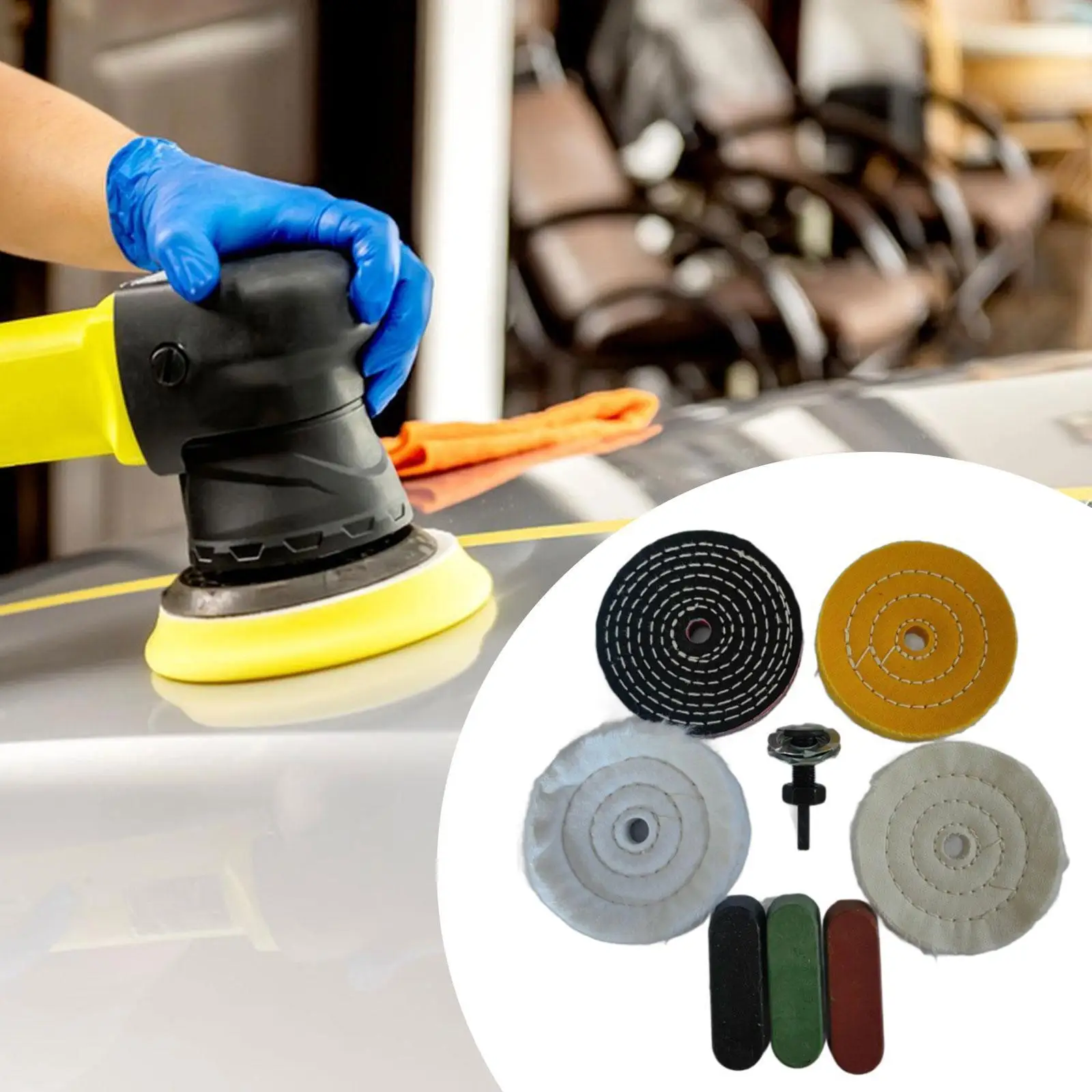 High Density Buffing Polishing Wheels 10cm Kit with Handle for Metal Woodworking Jewelry Glass Waxing Grinding