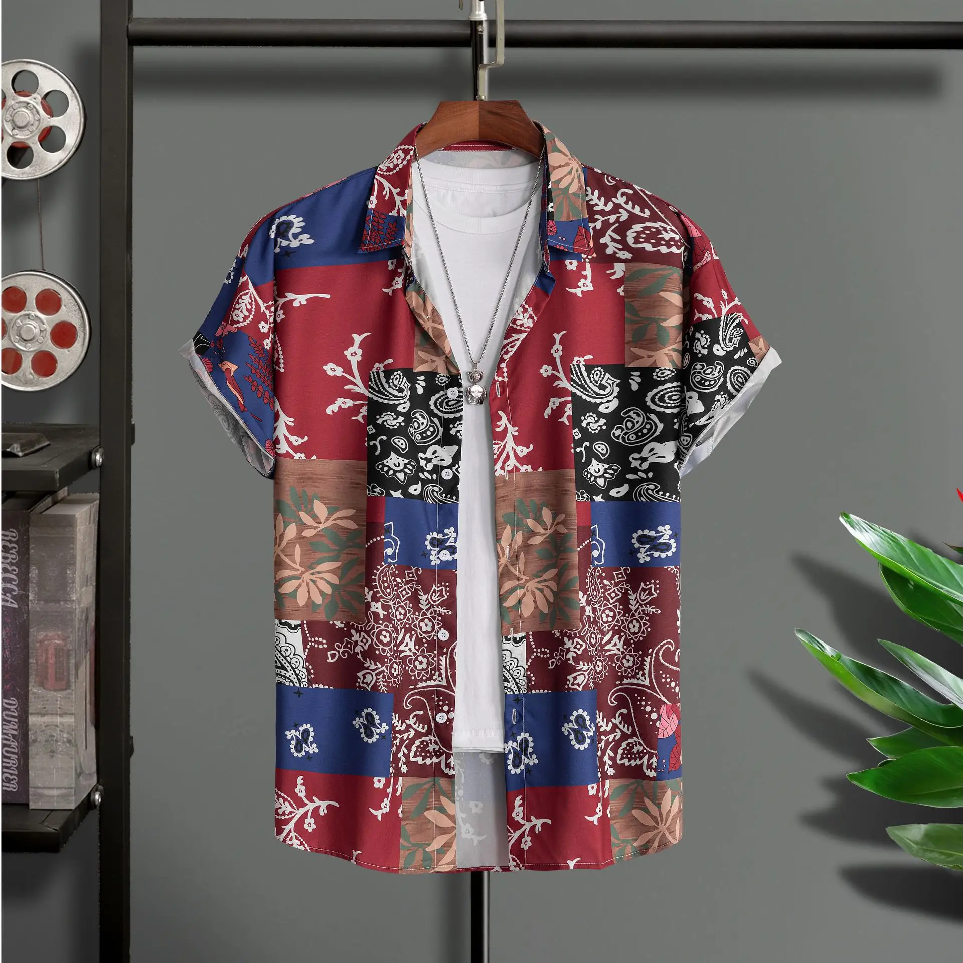 

Men's Hawaiian Shirts For Men Short Sleeve 3D Printed Shirt Beach Blouse Orange Retro Tie Pattern Aloha Shirts Summer Tops