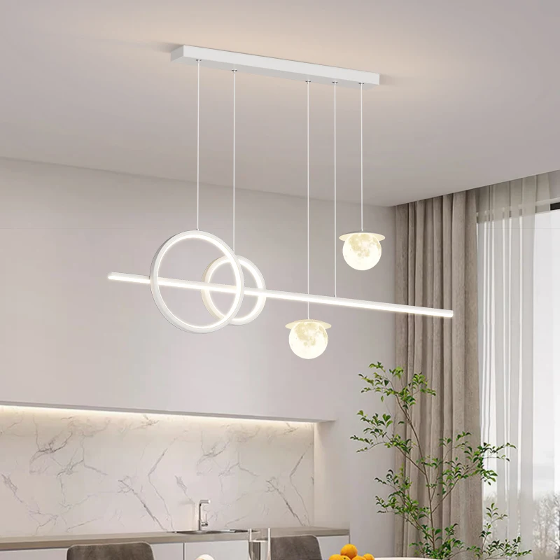 Imagem -06 - Lâmpada Pingente Led Moderna Mesa de Jantar Regulável Lusters de Cozinha Lustre Preto e Branco Minimalista Decoração para Casa Luminárias