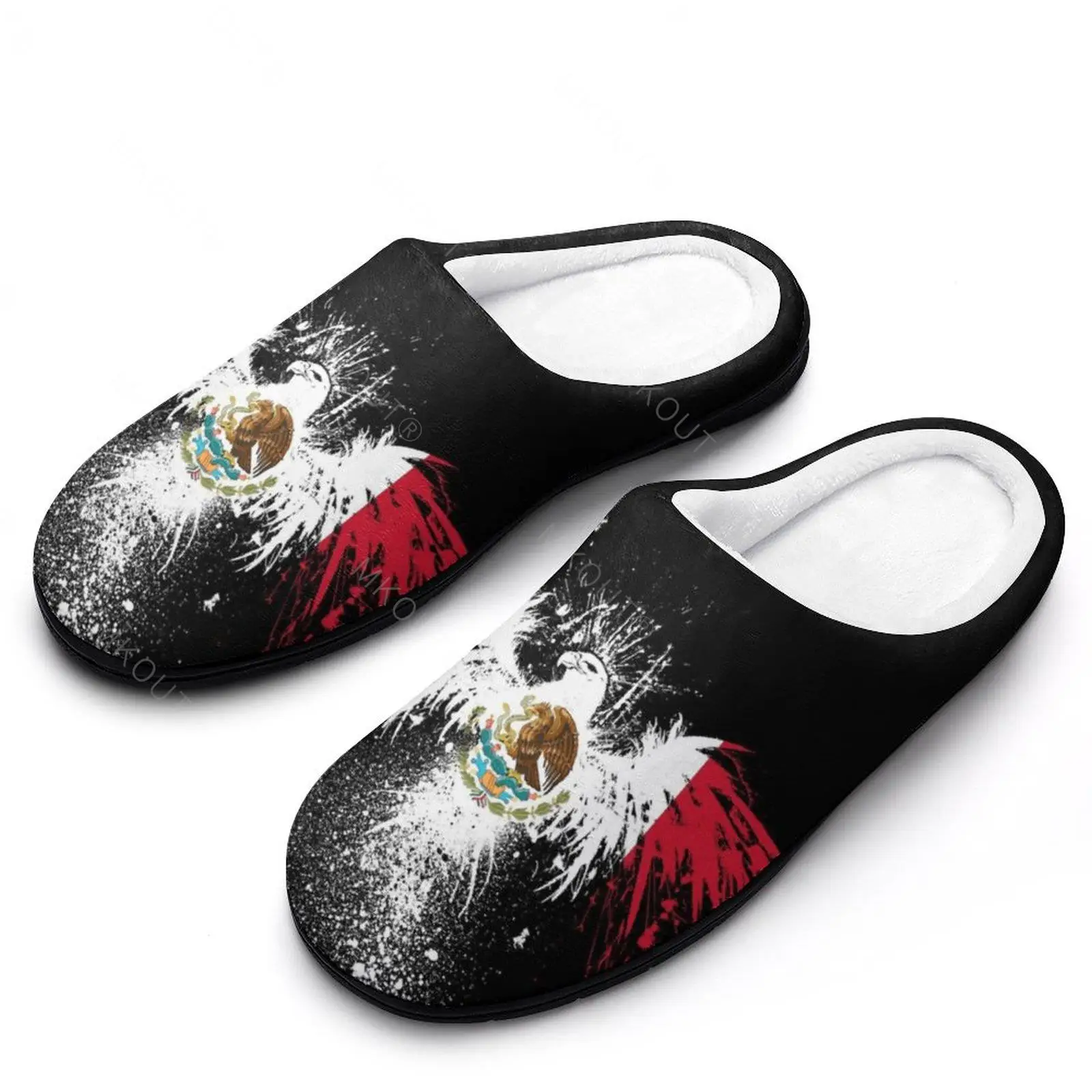 Winter Warm Slippers Mexico Flag (21) Men Women Cotton Slides Non-Slip Couple Household  Soft-soled Loafer Sandalbubble Shoes