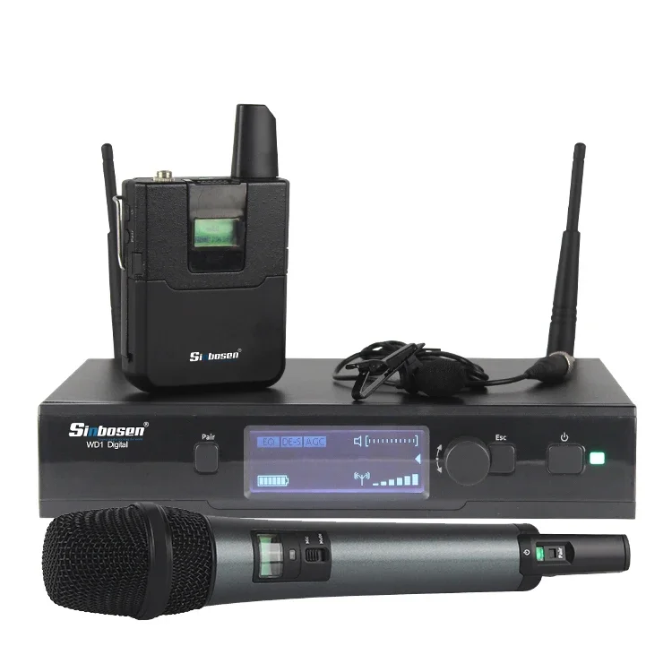 Micrófono Sinbosen UHF WD-1 626-668 MHz micrófono Digital inalámbrico con micrófono Lavalier de mano