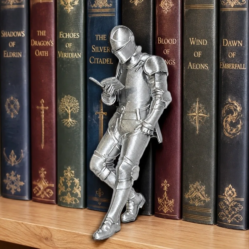 3D Printing Medieval Knight Statue Silver 5.91in Armored Knight Figurine Armored Design Fantasy Desktop Ornament