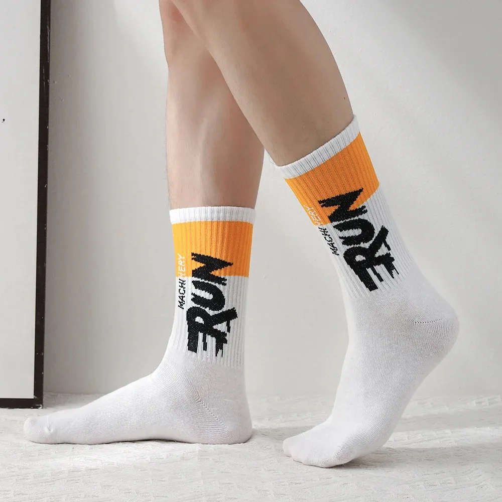 5 زوج/وحدة القطن العضوي الرجال الجوارب تشغيل جوارب رياضية سكيت عادية موضة جوارب كرة السلة اللياقة البدنية تنفس الجوارب رجل