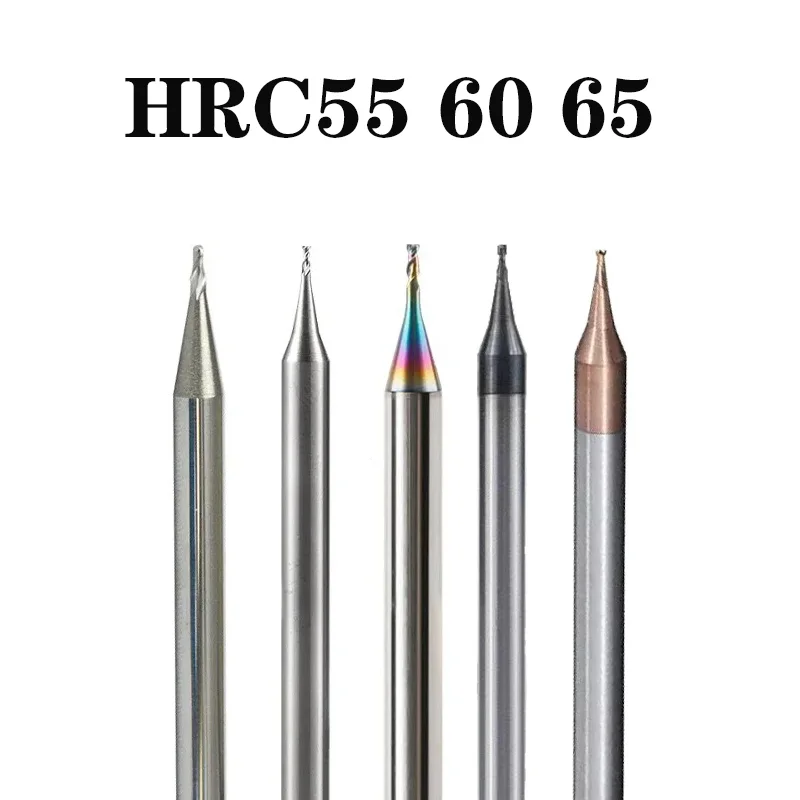 

HRC55 HRC65 2 Flute End Mill 0.2-0.9mm 4mm Shank Milling Cutter Tungsten Carbide CNC Router Bit TiCN Coated Mini Milling Cutter