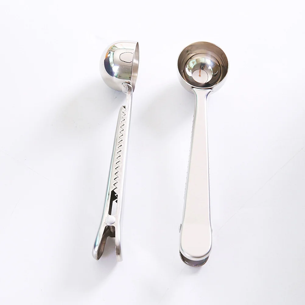 

2pcs Coffee Scoop Stainless Steel Kitchen Spoon For Sealing Measuring Dual Purpose Practical Cooking Tool Kitchen Scoop