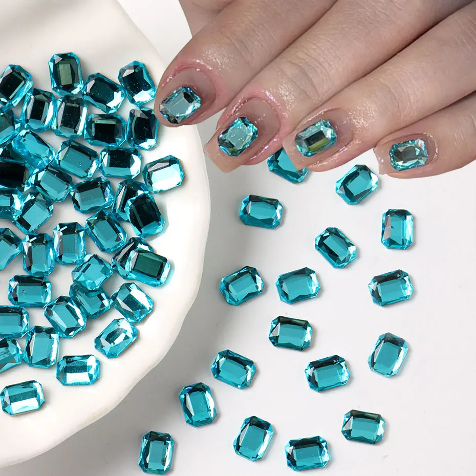 50/100 قطعة الأزرق مسمار سحر الراين تسلق البحر الأزرق جوهرة مسمار أجزاء بريق مربع شقة DIY بها بنفسك الماس الاصطناعي مانيكير ديكور