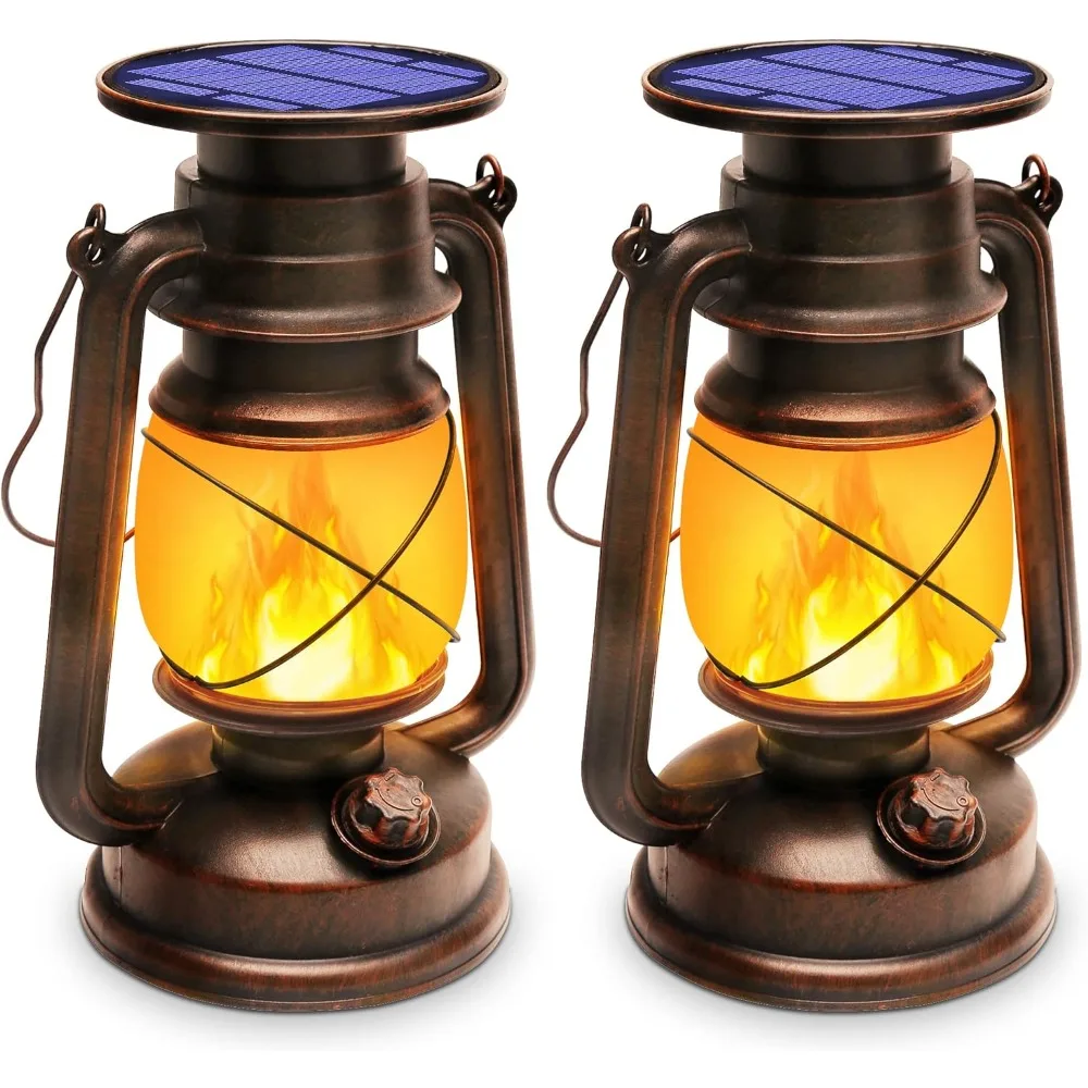 

Waterproof LED Solar Lights, Retro Flashing Flame, Outdoor Terrace Lanterns, 2 Sets