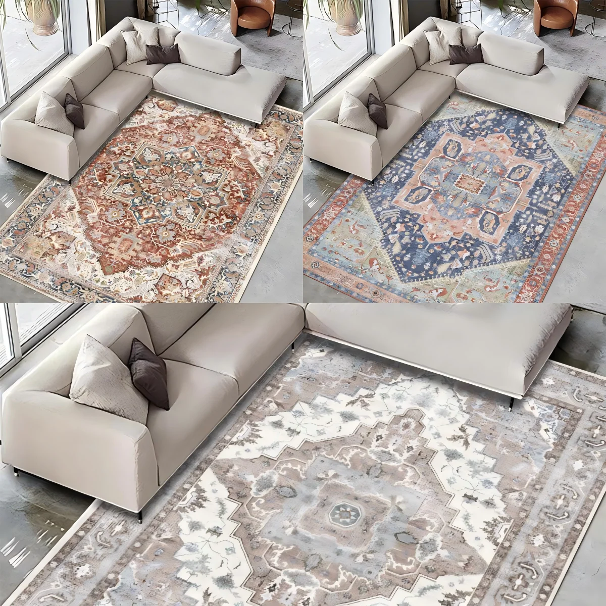

VIKAMA American Bohemian Style Living Room Area Rug Persian Bedroom Coffee Table Sofa Thickened Bedside Rug Home Decor