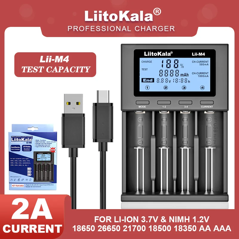 LiitoKala Lii-S6 Lii-500 Lii-PD4 Lii-M4 18650 3.7V 26650 21700 32650 18350 1.2V AA AAA ładowarka akumulatorów litowych