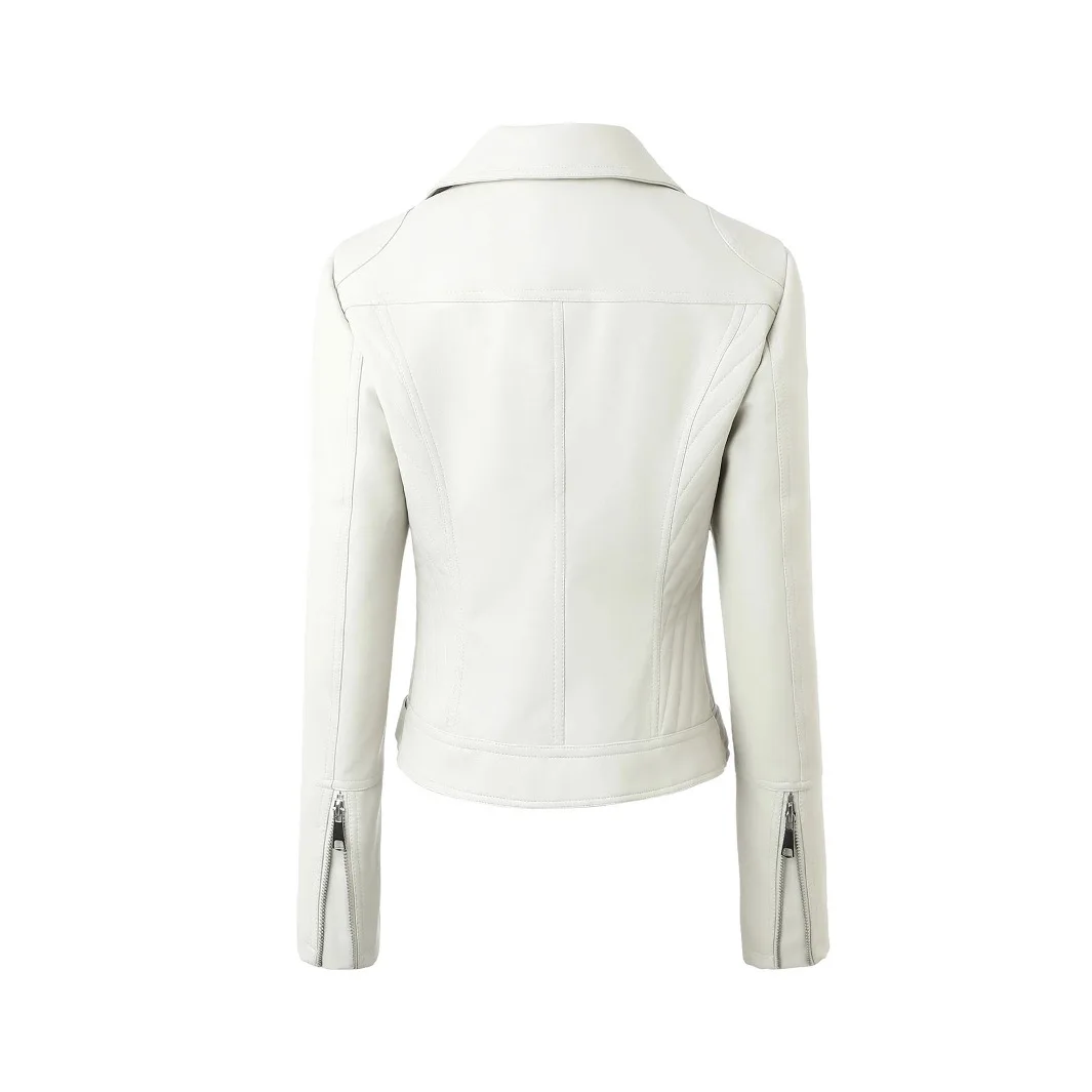 Or Fit Jaet de cuero PU para mujer con múltiples cremalleras Thiened Spring Youth Faion prendas de vestir exteriores abrigo de cuero Artificial