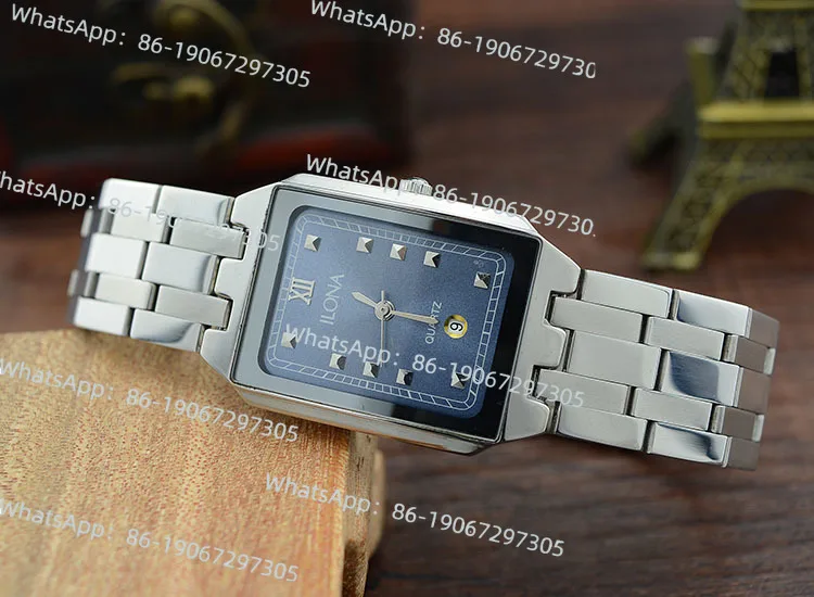 

Shanghai Haida Yilong Rectangular Blue Plate 6 O'clock Calendar Simple Fashion Student Quartz Watch Inventory New