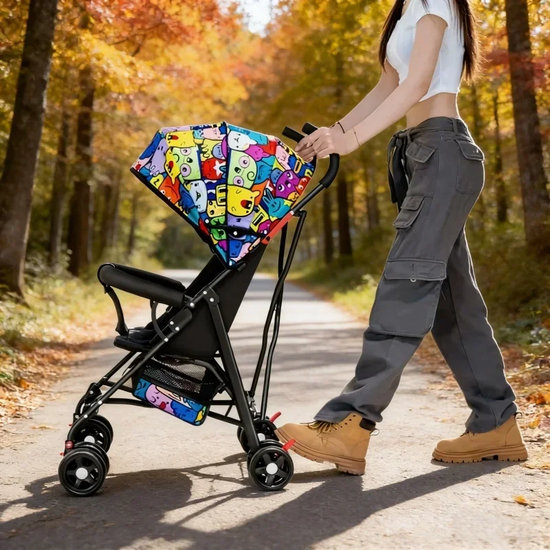 

360 ° Универсальная легкая складная коляска для младенцев с корзиной, для сидения и лежания, удобная прогулочная коляска для малышей