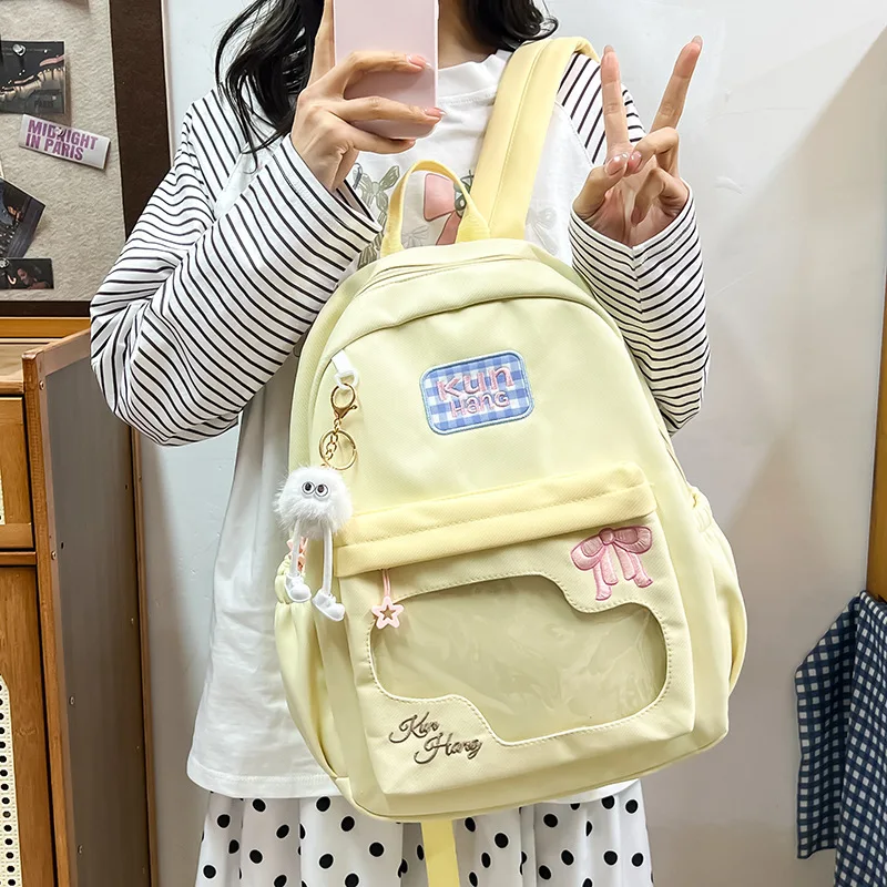 

New Sweet Cool Ulzzang Ita Bag Harajuku Fashion Casual Milk Yellow Backpack School Bag Daily Casual Commuting Light Backpack