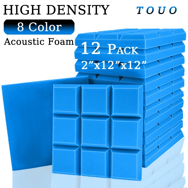 

TOUO Beveled Edge Acustic Foam Panel 12pcs Sound Absorbing Foams Studio Acoustic Treatment High Density Soundproofing Decoration