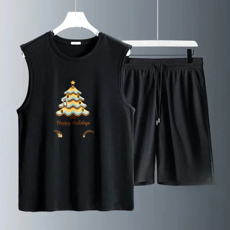 أطقم ملابس علوية بدون أكمام للرجال لكرة القدم بأكمام قصيرة + شورت بدلة تدريب صيفية قابلة للتنفس طقم ملابس للرجال أزياء بوليستر