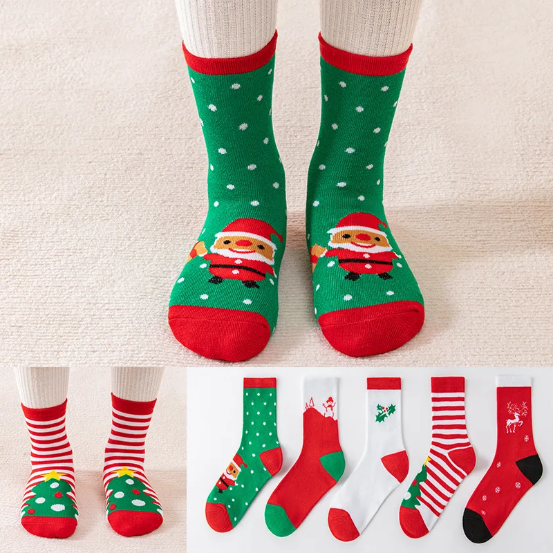 

Children's Christmas Socks For Girls In Autumn And Winter,Small,Medium And Large Boys,Cartoon Festive Red Baby Christmas Sock
