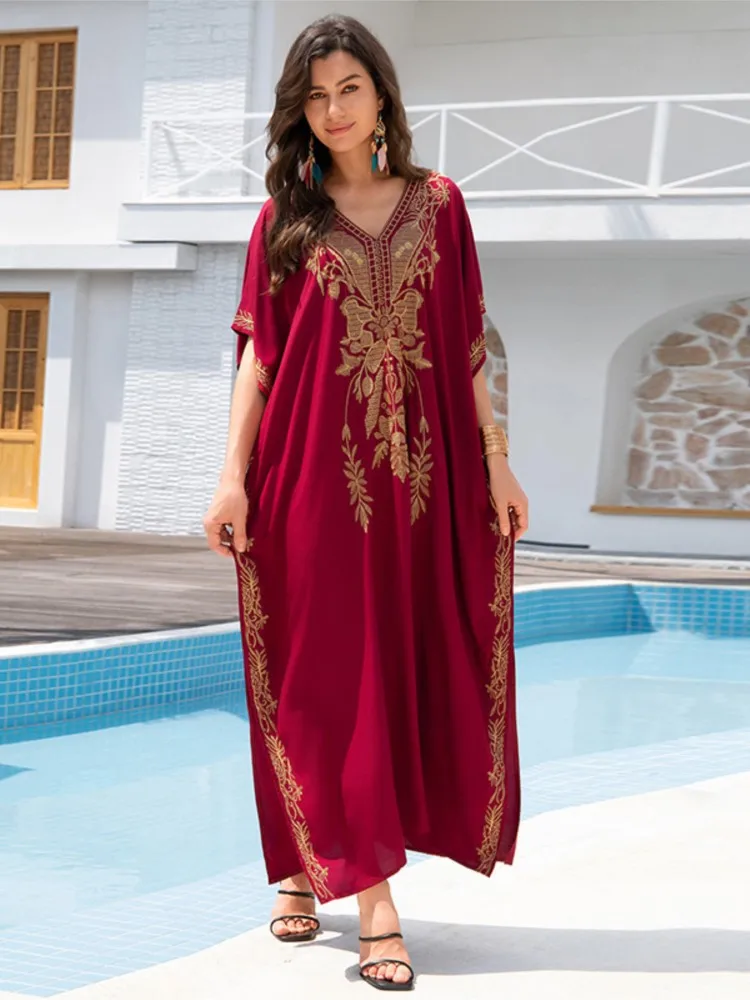 

Летние пляжные платья-накидки для женщин, с коротким рукавом, черные, макси, для отпуска, новинка 2026 года