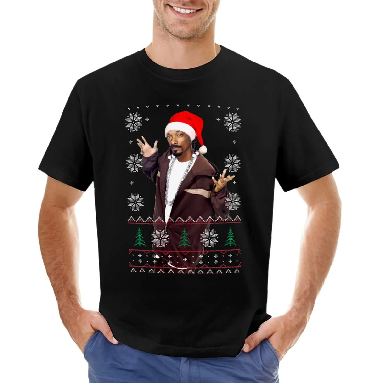 

Snoop Christmas T-Shirt Short sleeve tee baggy shirts tops mens tall t shirts