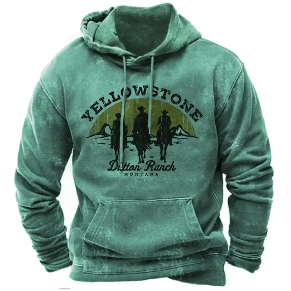 New Hoodies Sweatshirt Men's Hoodie 3D Cowboy Printed Pullover Oversized Men’s Tops Male Yellowstone Loose Vintage Clothes Hot