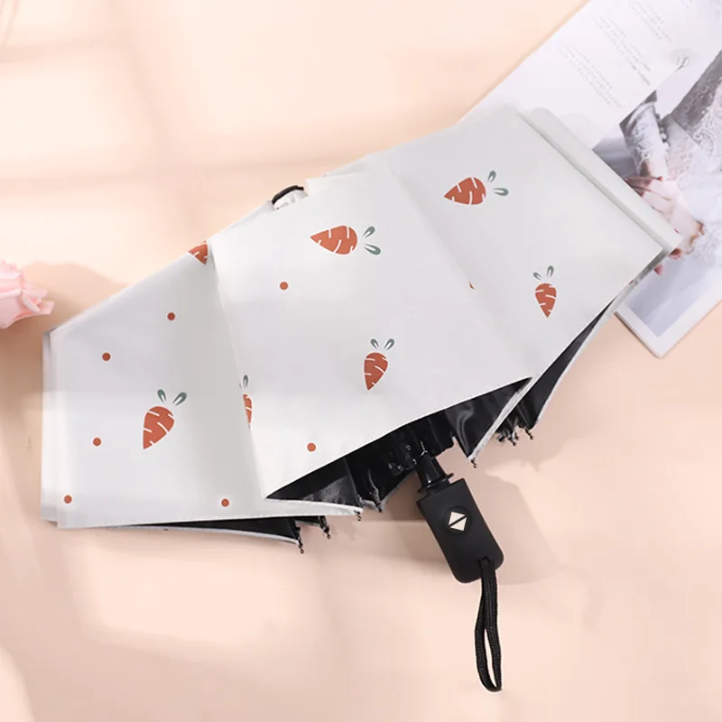 Cute Fruit Girls Umbrella Automatic Folding Clear Umbrella Rain Women Sun Protect UV Parasol Umbrella 8K Windproof