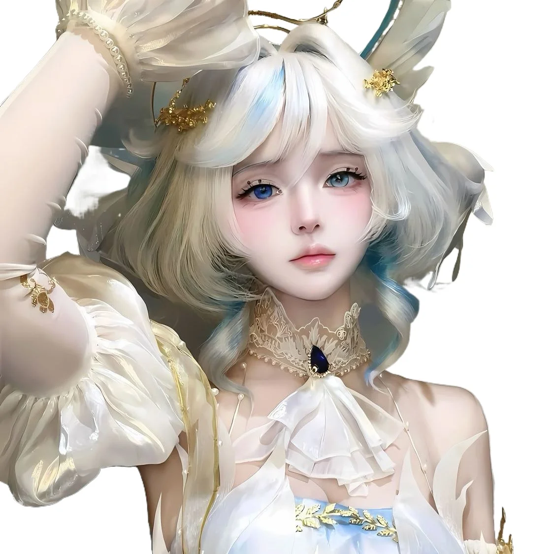 

100Cm Yuanshen Funina COS Wig Set, Fontaine Carlos Cosplay Full Head Cover