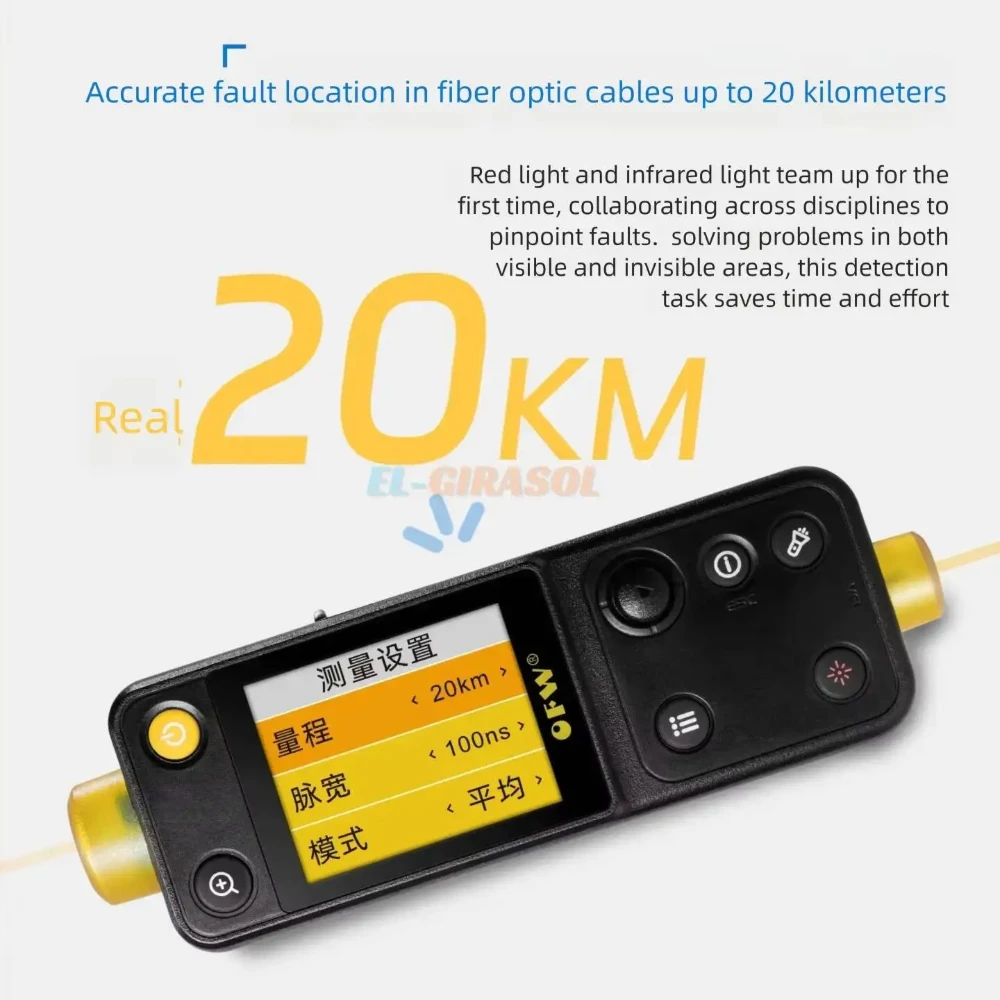 Handheld Fiber Optic Fault Finder 20KM Test Range 25m Blind Zone Detector Portable Optical Cable Fault Meter for FTTH
