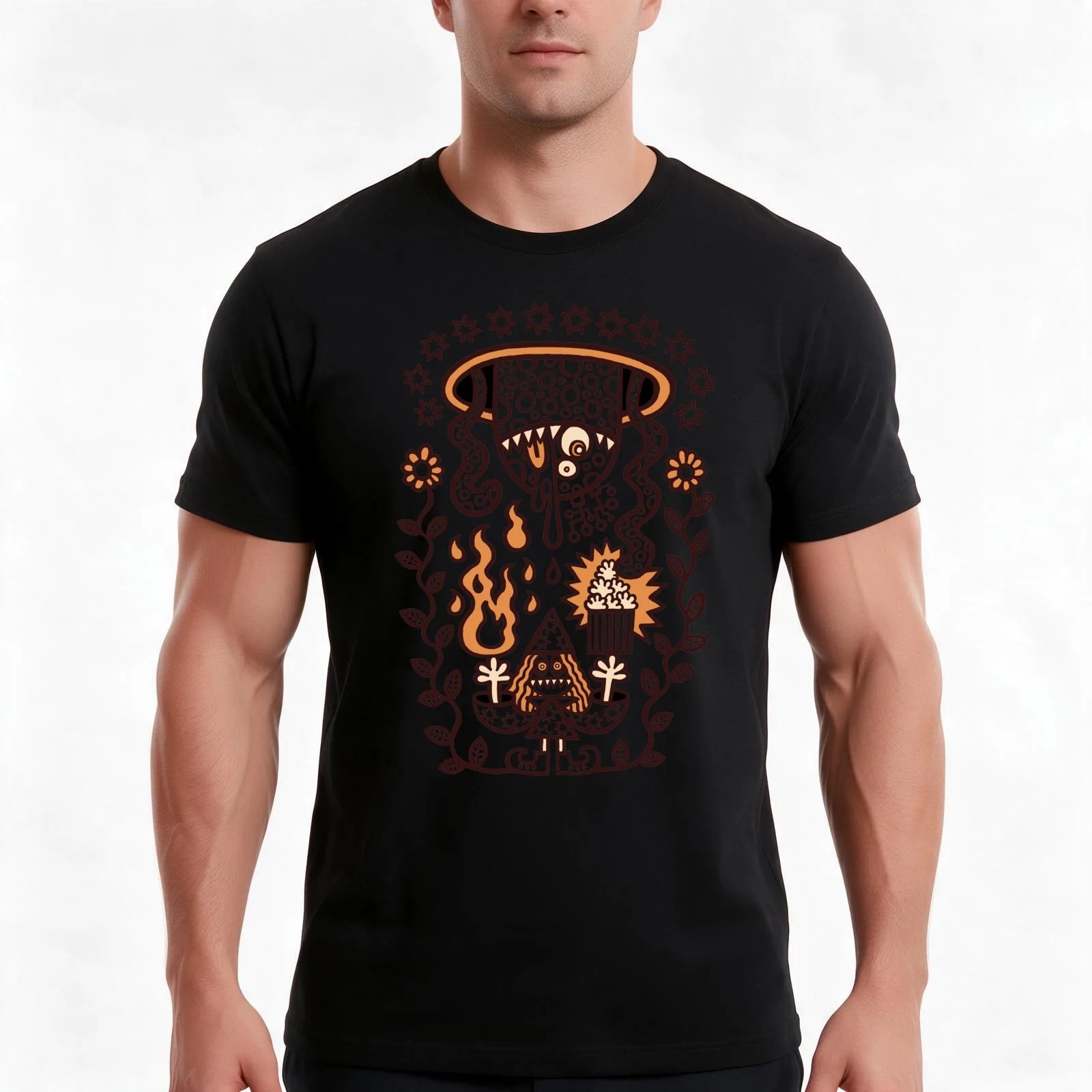 Grand Magus Summons Entity With Dark Popcorn Power T-Shirt, Summer Casual Cotton Tee, Oversized Streetwear Tops, 100% Cotton