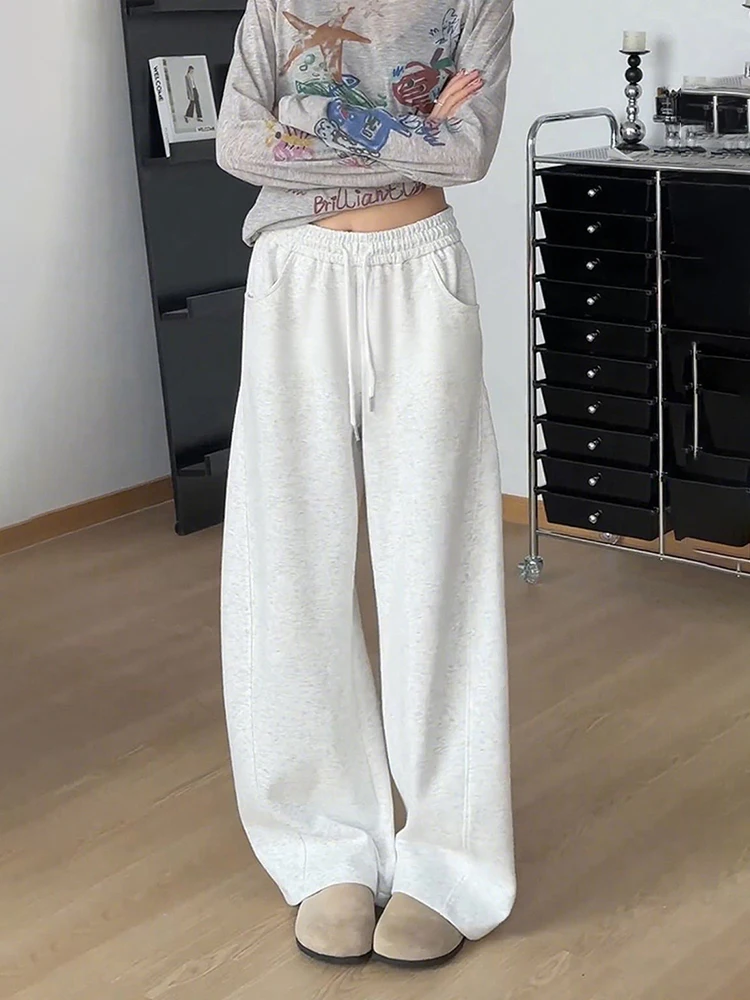 

Американские спортивные брюки унисекс с высокой талией, прямые, свободного кроя, осенние, удлиненные, повседневные