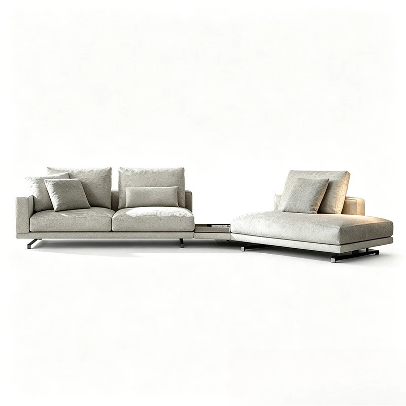 

Large apartment high-grade cotton and linen fabric sofa living room flat-floor villa Italian straight row special-shaped corner