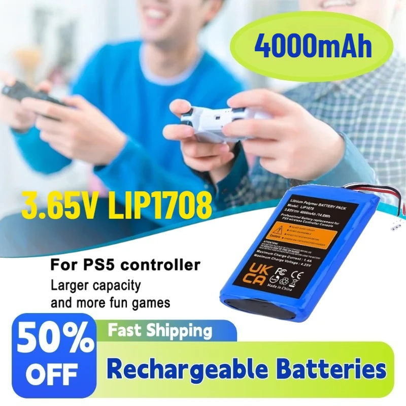 New 3980mAh 3.65V LIP1708 PS5 Controller Battery Replacement for Sony PS5 PlayStation 5 DualSense CFI-ZCT1W Wireless Controller