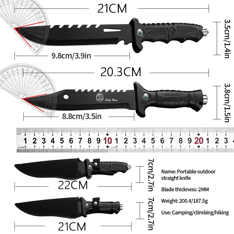 1pc，Outdoor camping knife, high hardness multi-purpose adventure knife, sharp fruit knife, mountaineering knife, hunting knife