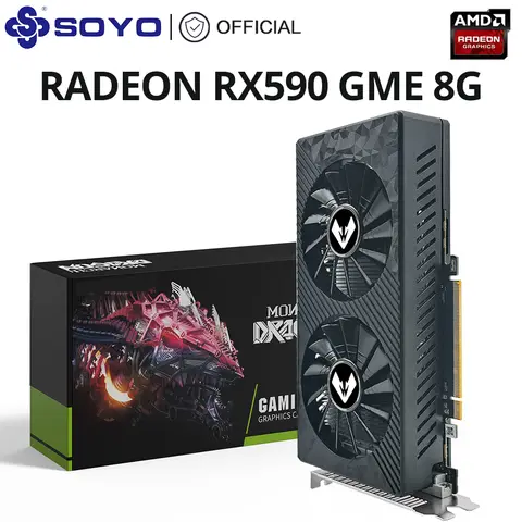 SOYO New AMD Radeon RX590 8G Graphics Card GDDR5 Memory 256Bit PCIE3.0x16 HDMI+DP Gaming GPU Card for Desktop Computers