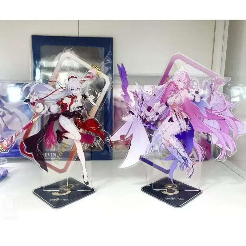 2Pcs/Set Game Herrscher Of Human: Ego Desk Plate Models Kiana Kaslana Elysia Acrylic Stand Model Toy Action Figures