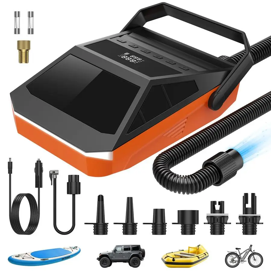 

Paddle Board Pump Electric Portable, SUP Pump for Paddleboard Car Tire with AutoOff amp Deflation Function, 12V DC Car Connector