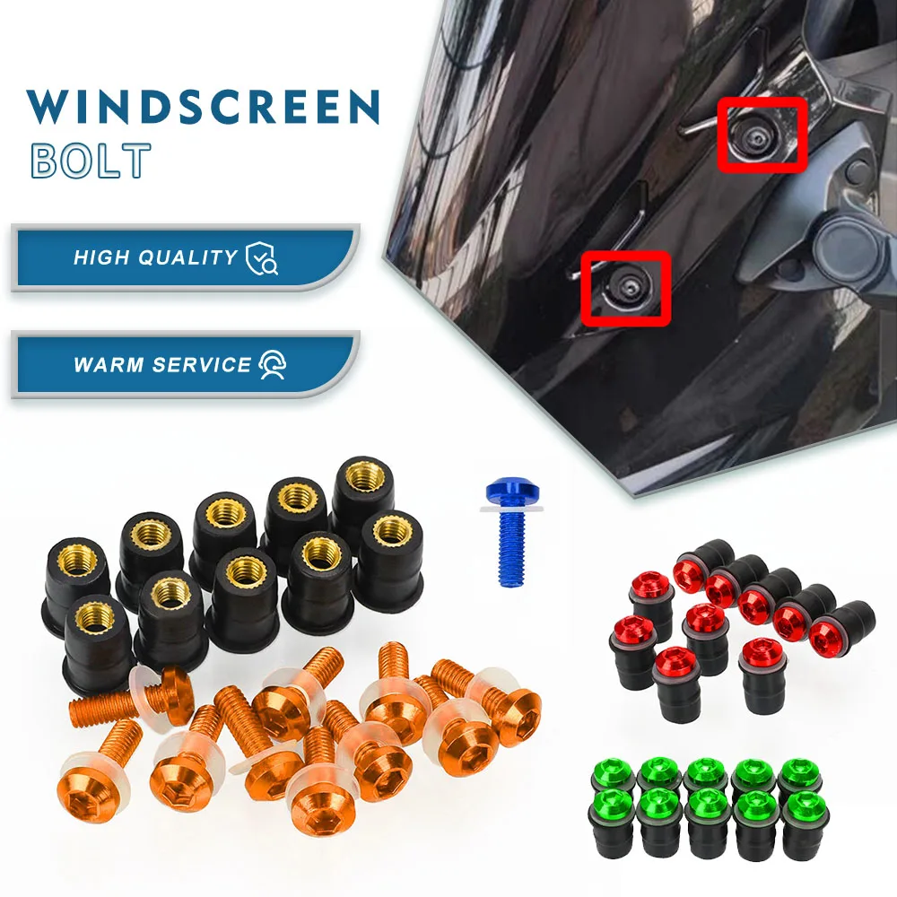 

10PCS Fairing Wind Screen Screw Bolt Kit Windshield Mounting Nut bolt For YAMAHA YZF R15 R25 R125 R1 600R R1M R1S YZF600R YZF