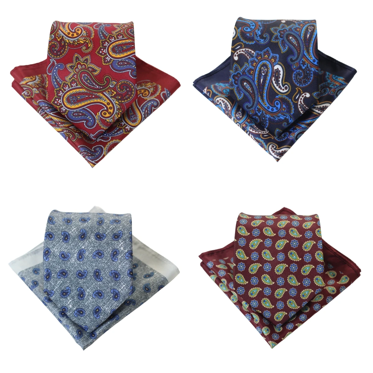 

Роскошный модный мужской галстук 9 см, красный, синий, с цветочным узором пейсли, носовой платок, набор, оптовая продажа, тканый