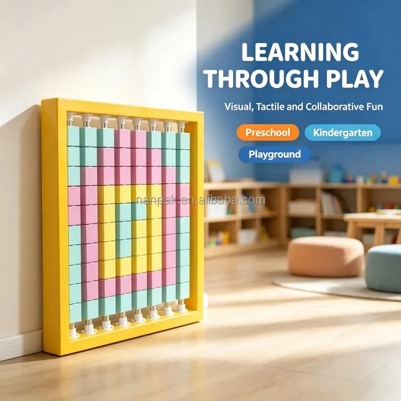 Custom Pastel Wooden Flip Cube Wall Macaron Color Sensory Activity Panel Indoor Equipment for Preschool Kindergarten Playground