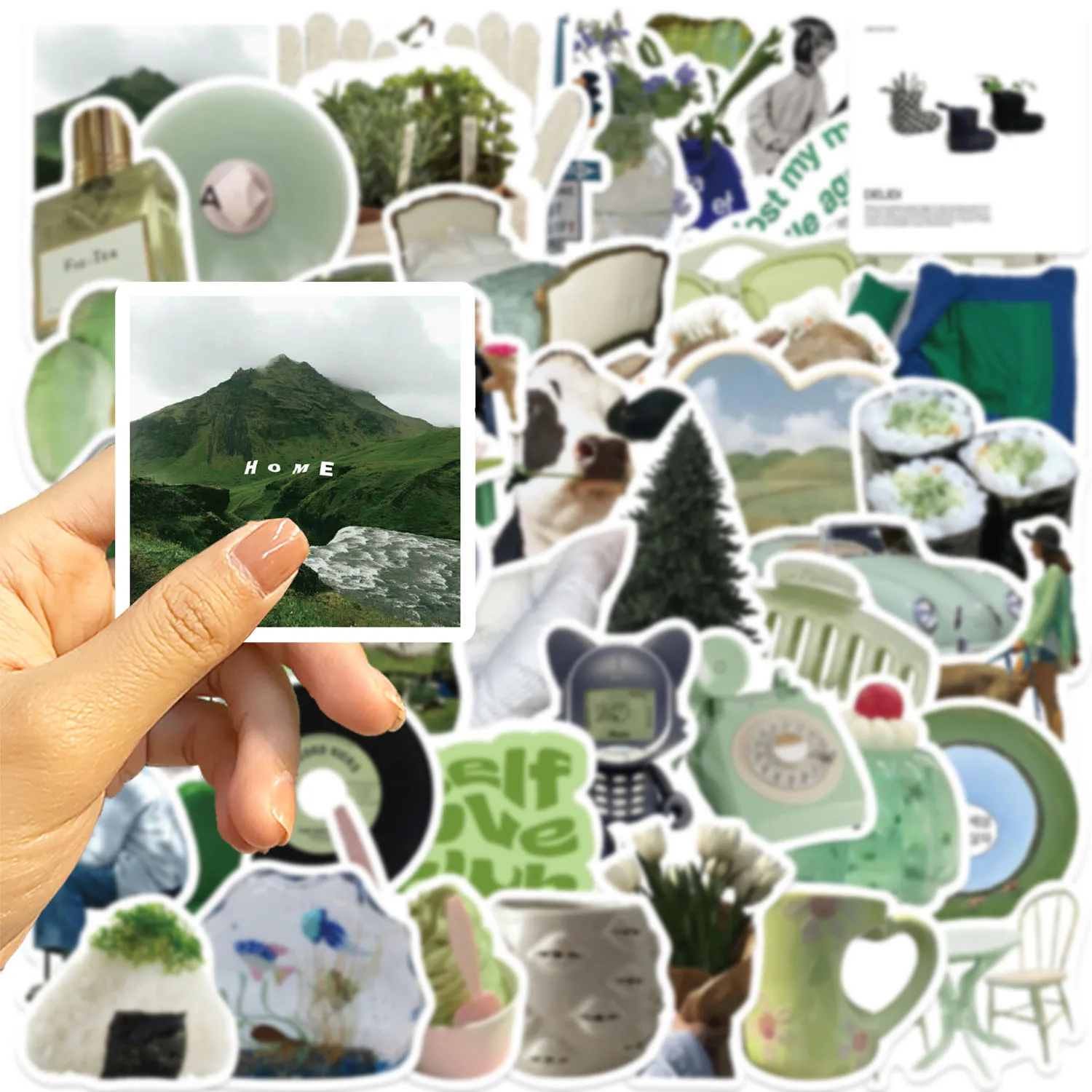 62Pcs，Spring style stickers, suitable for suitcases laptops skateboards phone cases，waterproofsticker