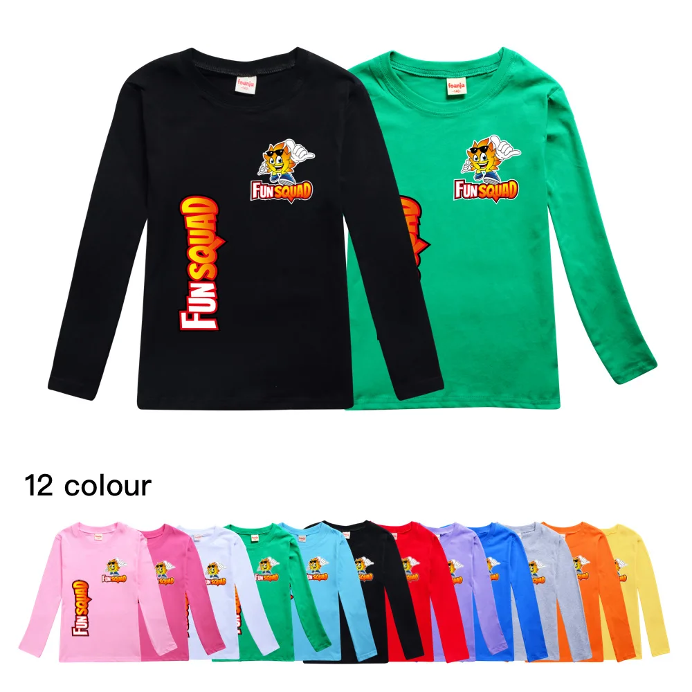 Autumn Fashion Fun Squad Gaming Clothes Toddler Baby Kids Boys Girls Hooded Cartoon Hoodie Sweatshirt Tops Children's Clothing