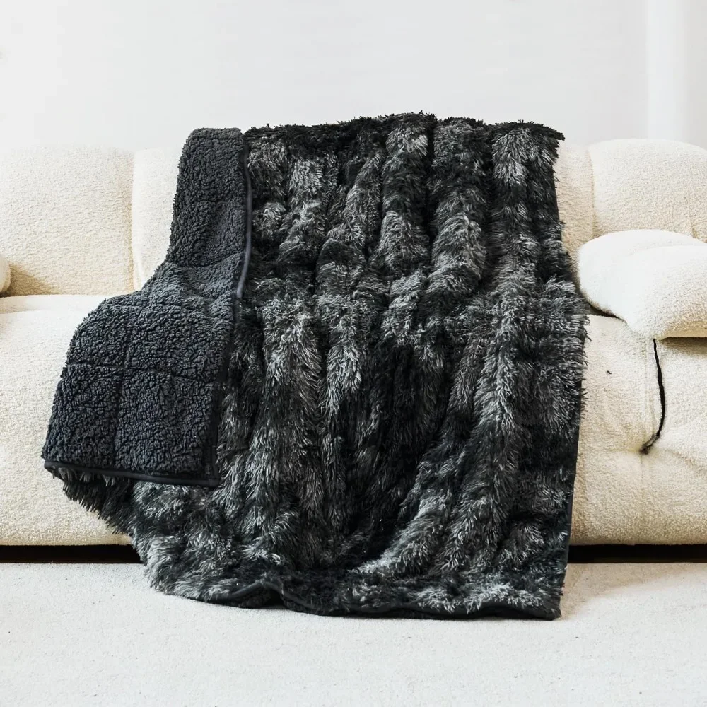 

Long Fur Faux Fur Weighted Blanket,Cozy Fluffy Plush Sherpa Long Hair Blanket , Fluffy Fuzzy Sherpa Reverse Heavy Blanket