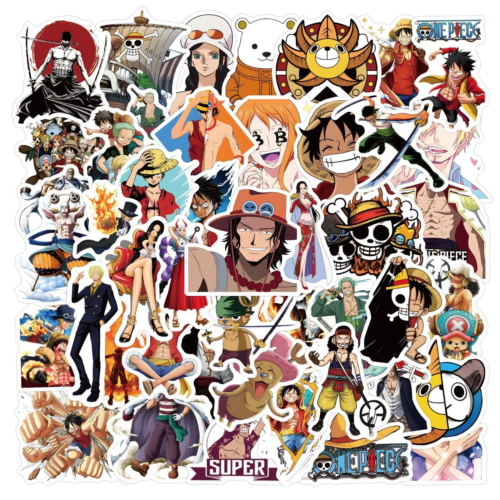 100 Stück One Piece Anime-Aufkleber, Dekorationsartikel, zweidimensionale DIY-Notizbuch-Sticker, wasserdichte Anime-Handy-Aufkleber – Detail 1