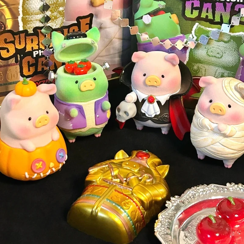 Lulu The Piggy Halluween Surpries CAN2 Series Piggy Action Figure Surprise Bag Cute Flocking Doll Anime Figure Decor Model Toys