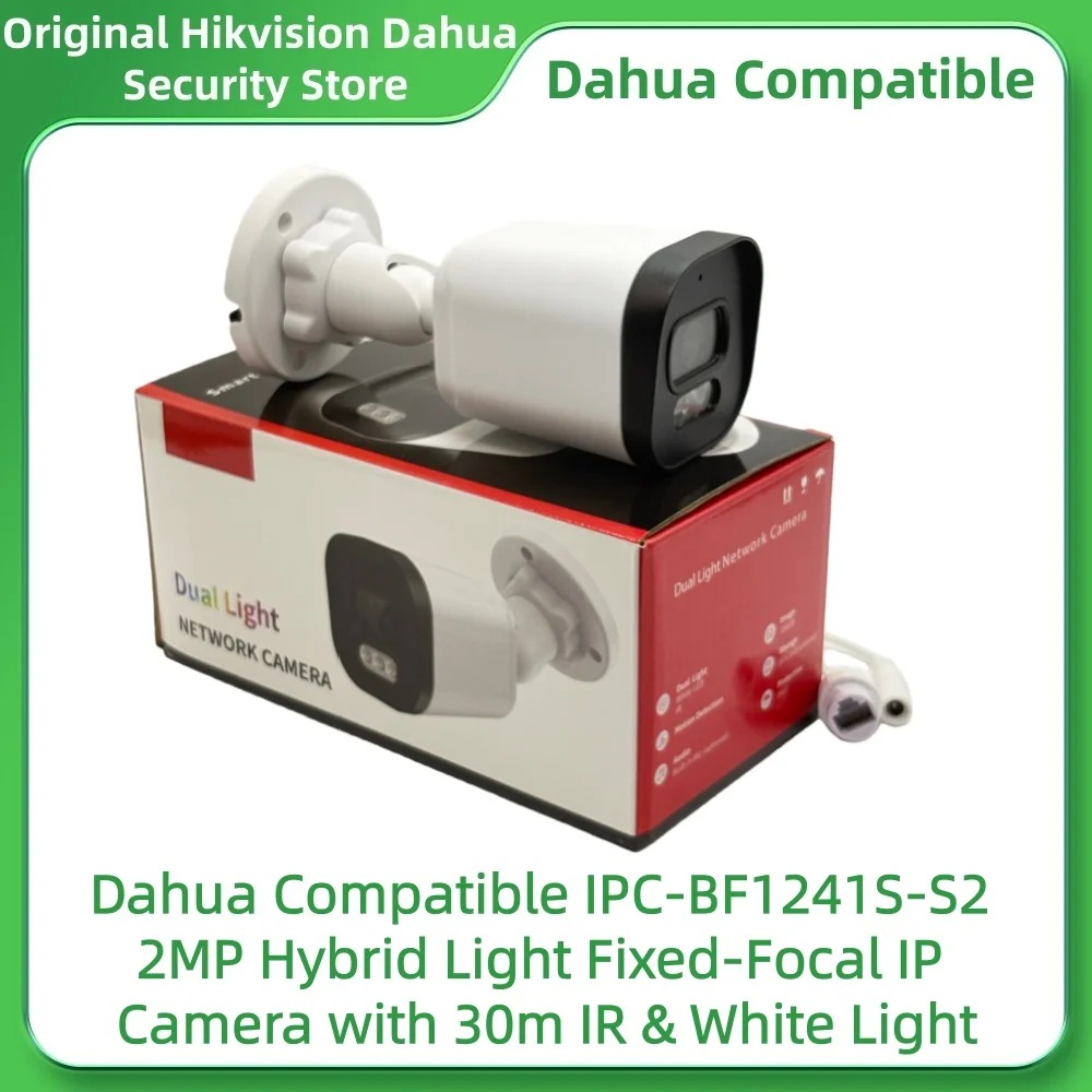 Dahua Compatible IPC-BF1241S-S2 2MP IPC-BF1441S-S2 4MP Hybrid Light Fixed-Focal IP Camera with 30m IR & White Light IP67 PoE