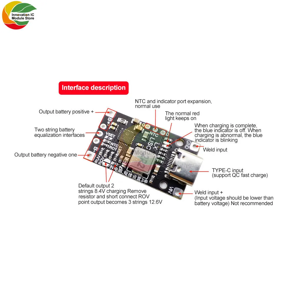 Typ-C USB 2 BMS 15 W 8,4 V 12,6 V 1,5 A Lithium-Batterie-Lade-Boost-Modul mit symmetrischer Unterstützung Schnellladung mit Anzeige