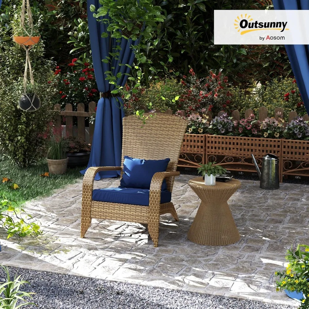 

Плетеное кресло Adirondack для патио, всепогодное, из ротанга, для зоны у костра, с подушками, высокой изогнутой спинкой и подлокотниками, на заказ