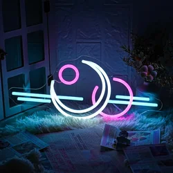 Sun and Moon Neon Sign LED USB power Dimmable Neon Sign for Space Station Decor Man Cave Game Room Bedroom Wall Decor