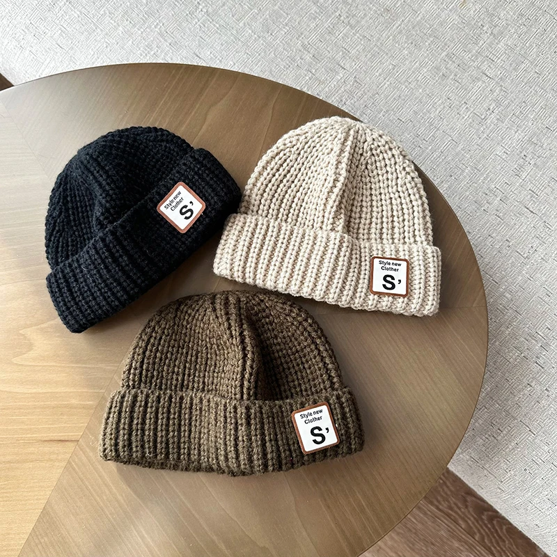 S-Brief Kinder Woll mütze 1-6 Jahre Kinder Winter gestrickte Melone Hut Kleinkind warme Pullover Motorhaube koreanische Baby einfarbige Mützen